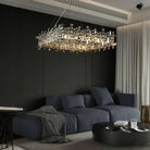 Art Irregular Block Collection Crystal Pendant Chandelier Suit for Living/Dining Room - Square: L39.4"Warm LightBlushlighting