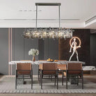 Art Irregular Block Collection Crystal Pendant Chandelier Suit for Living/Dining Room - Rectangle: L47.2"*W11.4"*H9.0"Warm LightBlushlighting