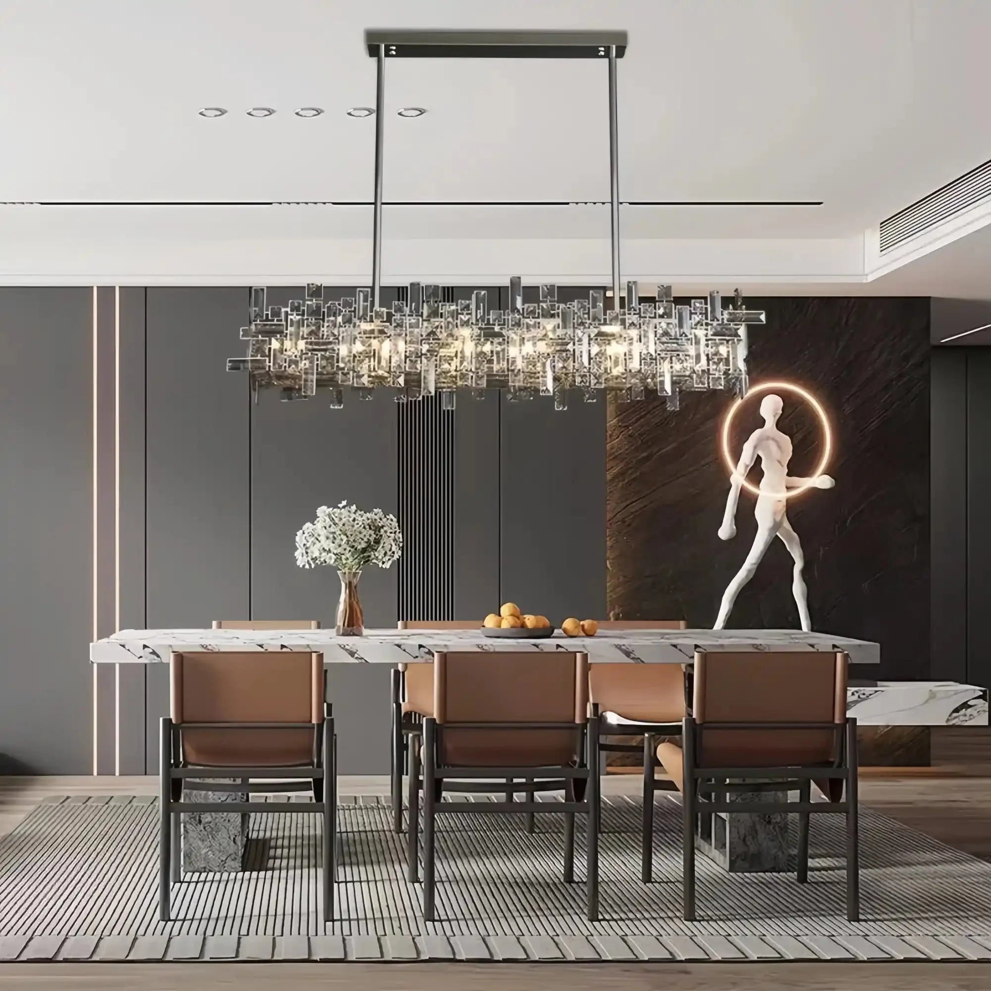 Art Irregular Block Collection Crystal Pendant Chandelier Suit for Living/Dining Room - Blushlighting