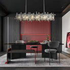 Art Irregular Block Collection Crystal Pendant Chandelier Suit for Living/Dining Room - Rectangle: L59.0"*W11.4"*H9.0"Warm LightBlushlighting