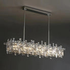 Art Irregular Block Collection Crystal Pendant Chandelier Suit for Living/Dining Room - Rectangle: L47.2"*W11.4"*H9.0"Warm LightBlushlighting