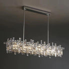 Art Irregular Block Collection Crystal Pendant Chandelier Suit for Living/Dining Room - Rectangle: L47.2"*W11.4"*H9.0"Warm LightBlushlighting