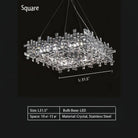 Art Irregular Block Collection Crystal Pendant Chandelier Suit for Living/Dining Room - Square: L39.4"Warm LightBlushlighting