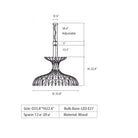 Art Oriental Tone Hand - made Wood Dome Pendant Chandelier for Living/Dining Room - D23.6"*H15"Warm LightBlushlighting