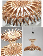 Art Oriental Tone Hand-made Wood Dome Pendant Chandelier for Living/Dining Room-