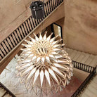 Art Oriental Tone Hand-made Wood Dome Pendant Chandelier for Living/Dining Room-