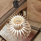 Art Oriental Tone Hand - made Wood Dome Pendant Chandelier for Living/Dining Room - D23.6"*H15"Warm LightBlushlighting