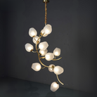 Artistic Glass Lampshade Chandelier with Branches Design for High Ceilings-Blushlighting