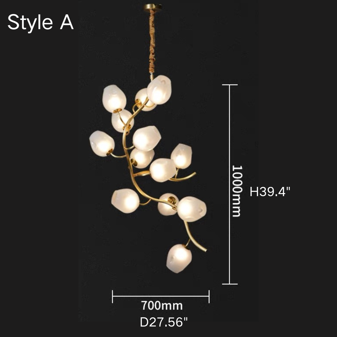 Artistic Glass Lampshade Chandelier with Branches Design for High Ceilings-Style A/13 Lights/D27.56"*H39.4"(D70cm*H100cm)-Warm Light-Blushlighting