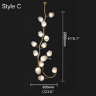 Artistic Glass Lampshade Chandelier with Branches Design for High Ceilings-Style C/14 Lights/D23.6"*H78.7"(D60cm*H200cm)-Warm Light-Blushlighting