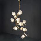 Artistic Glass Lampshade Chandelier with Branches Design for High Ceilings-Blushlighting