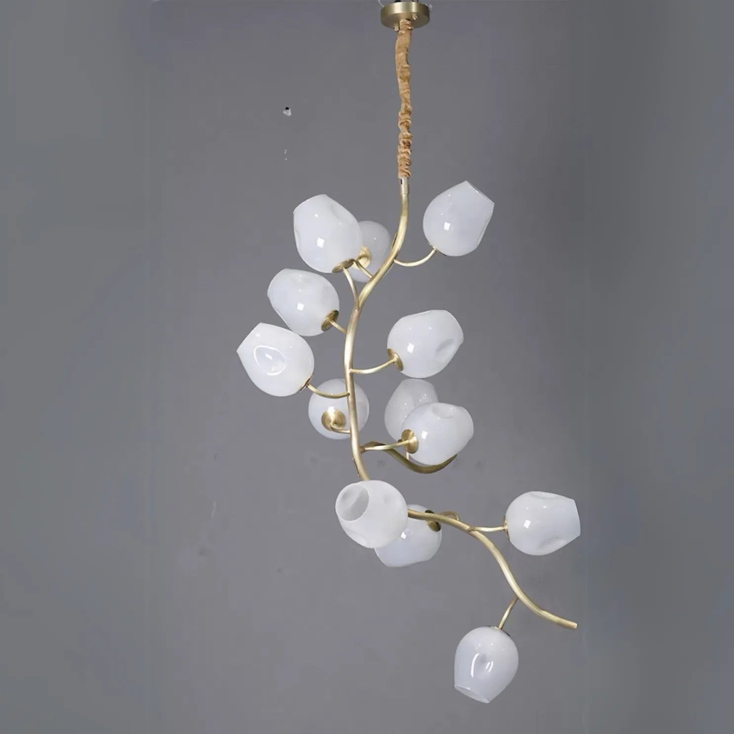 Artistic Glass Lampshade Chandelier with Branches Design for High Ceilings-Blushlighting