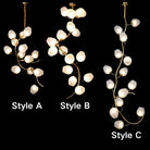 Artistic Glass Lampshade Chandelier with Branches Design for High Ceilings-Blushlighting