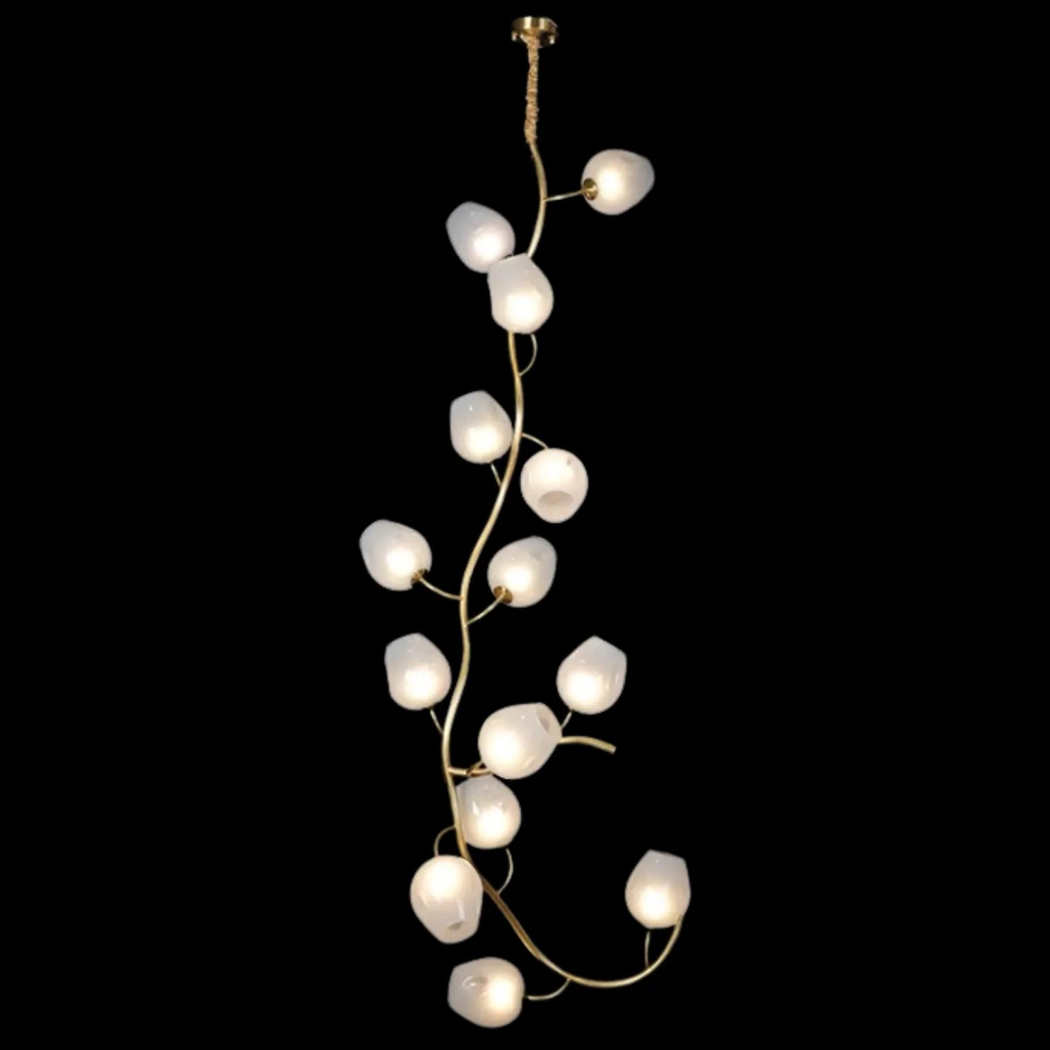 Artistic Glass Lampshade Chandelier with Branches Design for High Ceilings-Blushlighting