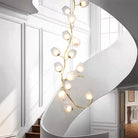 Artistic Glass Lampshade Chandelier with Branches Design for High Ceilings-Blushlighting