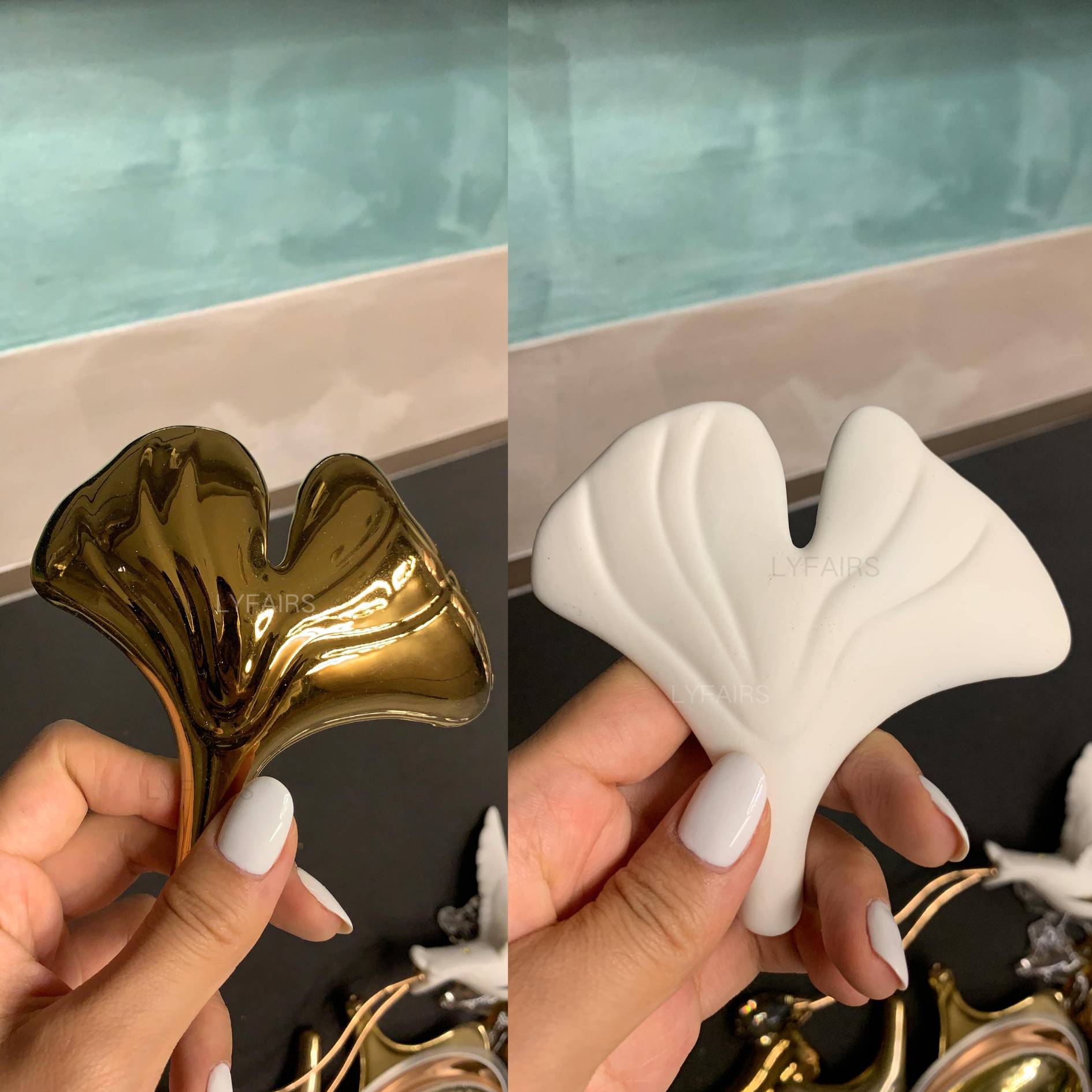 Artistic Tree Branch Pendant Light with Ceramic Ginkgo Leaves for High Ceilings in Hotel or Home-Chandeliers-Blushlighting