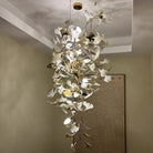Artistic Tree Branch Pendant Light with Ceramic Ginkgo Leaves for High Ceilings in Hotel or Home-Chandeliers-Blushlighting