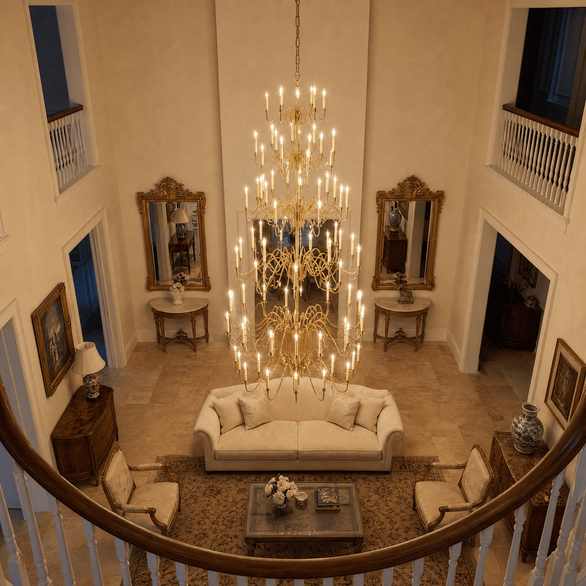 Ashford Cascading Large Handmade Glass Chandelier 63" - Blushlighting