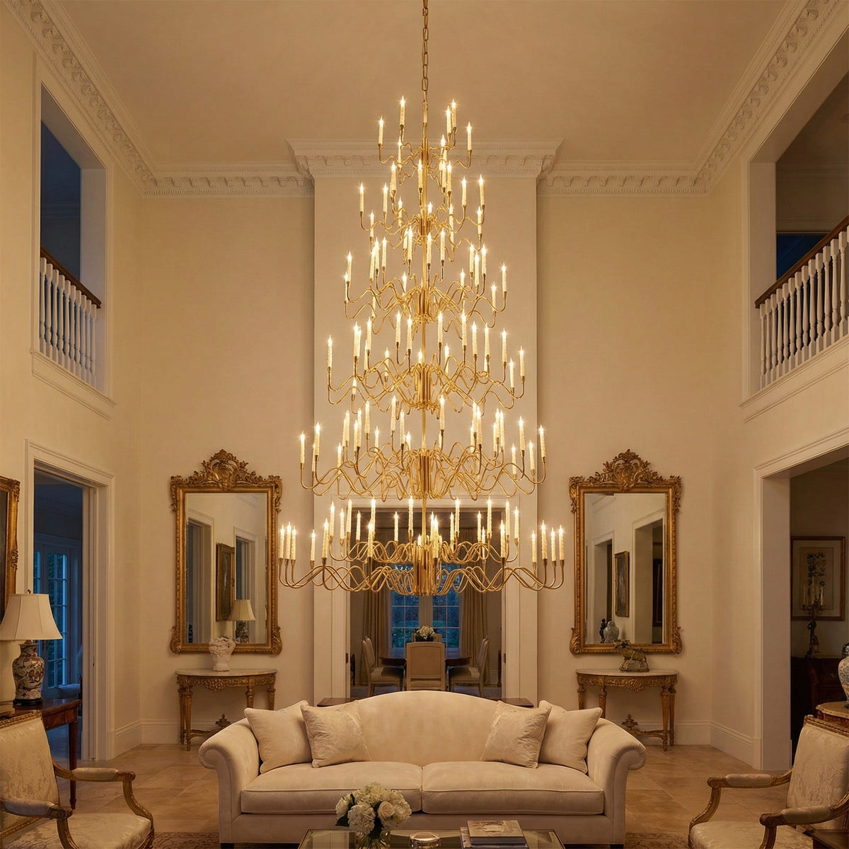 Ashford Cascading Large Handmade Glass Chandelier 63" - Blushlighting