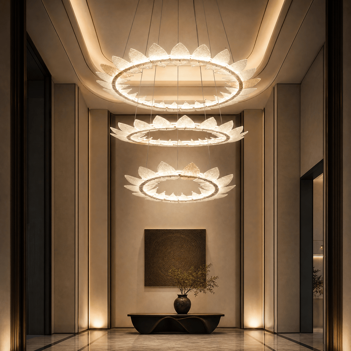 Aster Modern Foyer Large Ring Chandelier - Blushlighting