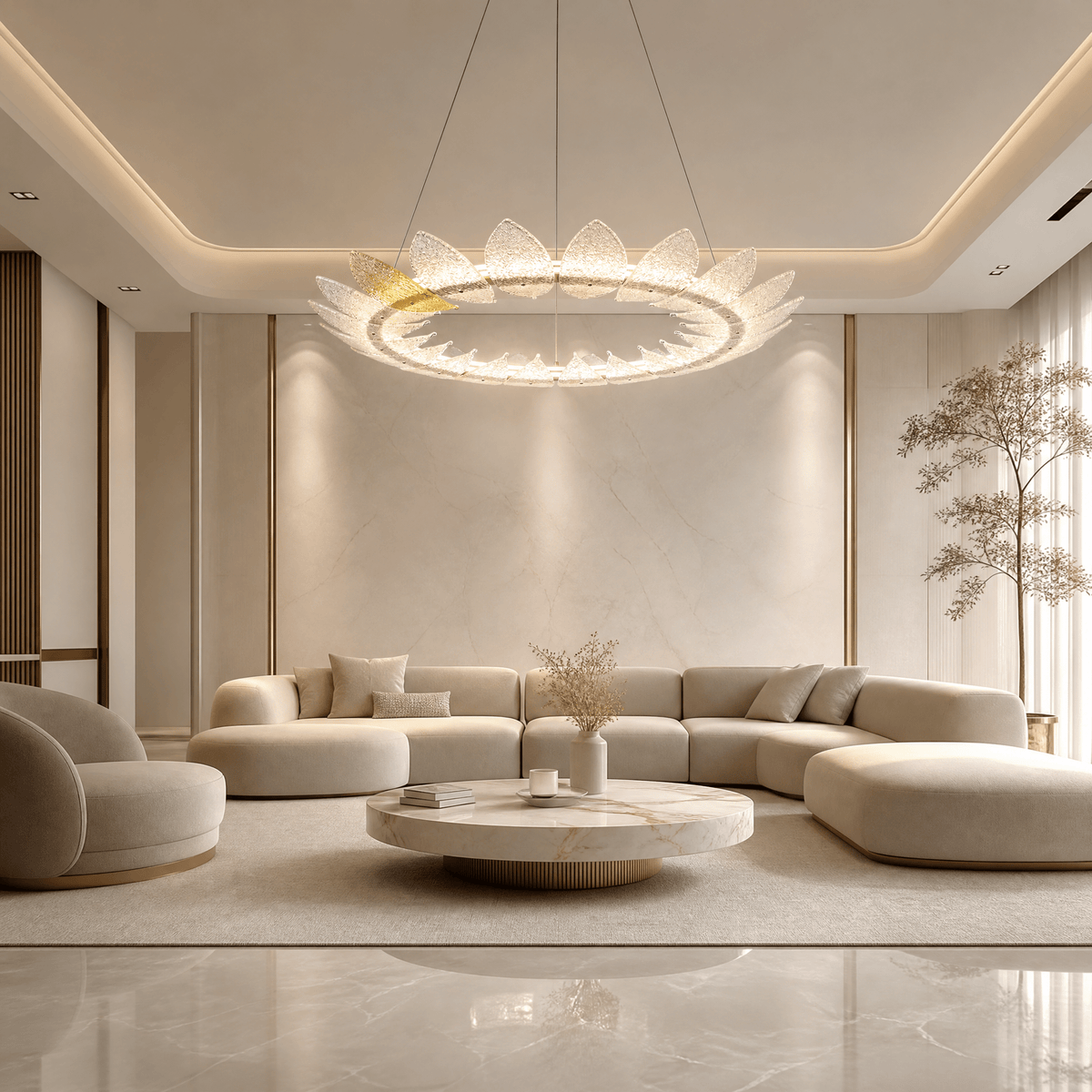 Aster Modern Glass Ring Chandelier - Ø23.6" × H39.4" (Ø60 × H100 cm)Blushlighting