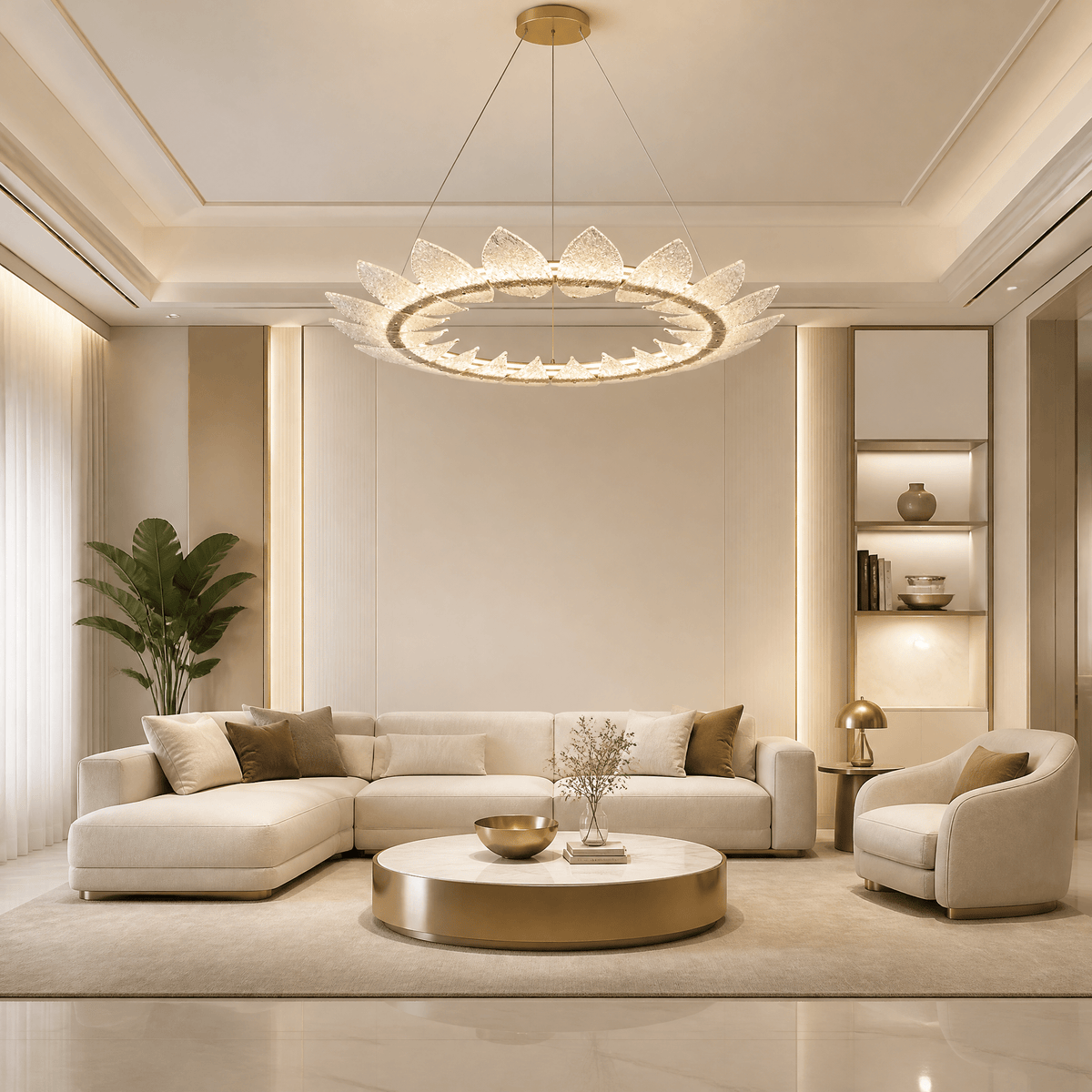 Aster Modern Glass Ring Chandelier - Ø23.6" × H39.4" (Ø60 × H100 cm)Blushlighting