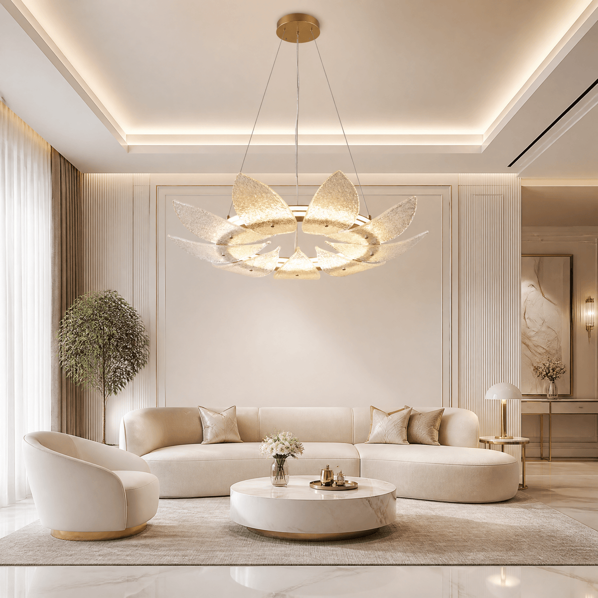 Aster Modern Glass Ring Chandelier - Ø23.6" × H39.4" (Ø60 × H100 cm)Blushlighting