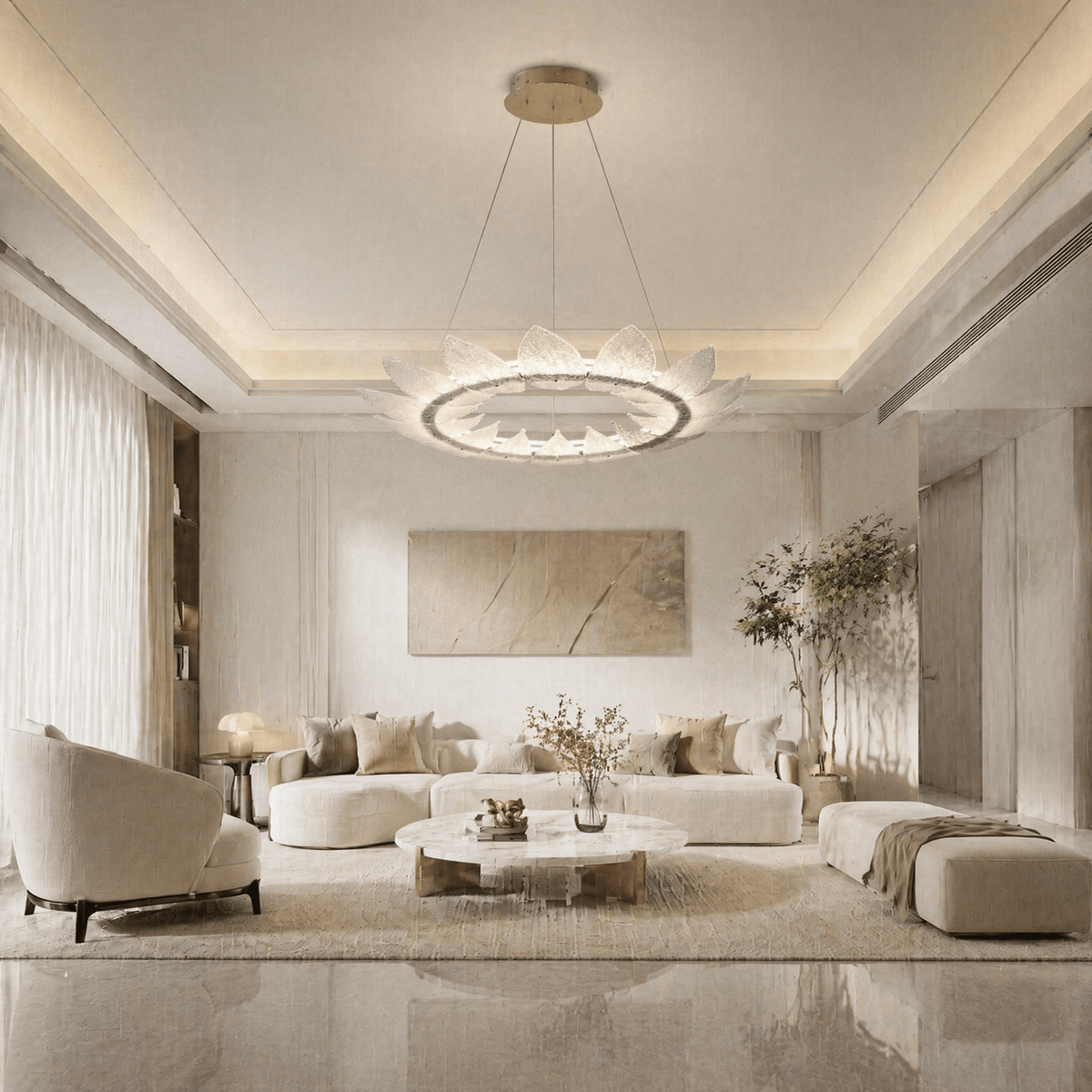 Aster Modern Glass Ring Chandelier - Ø23.6" × H39.4" (Ø60 × H100 cm)Blushlighting