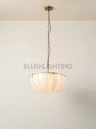 Astera - 4 light alabaster curved glass chandelier - Blushlighting
