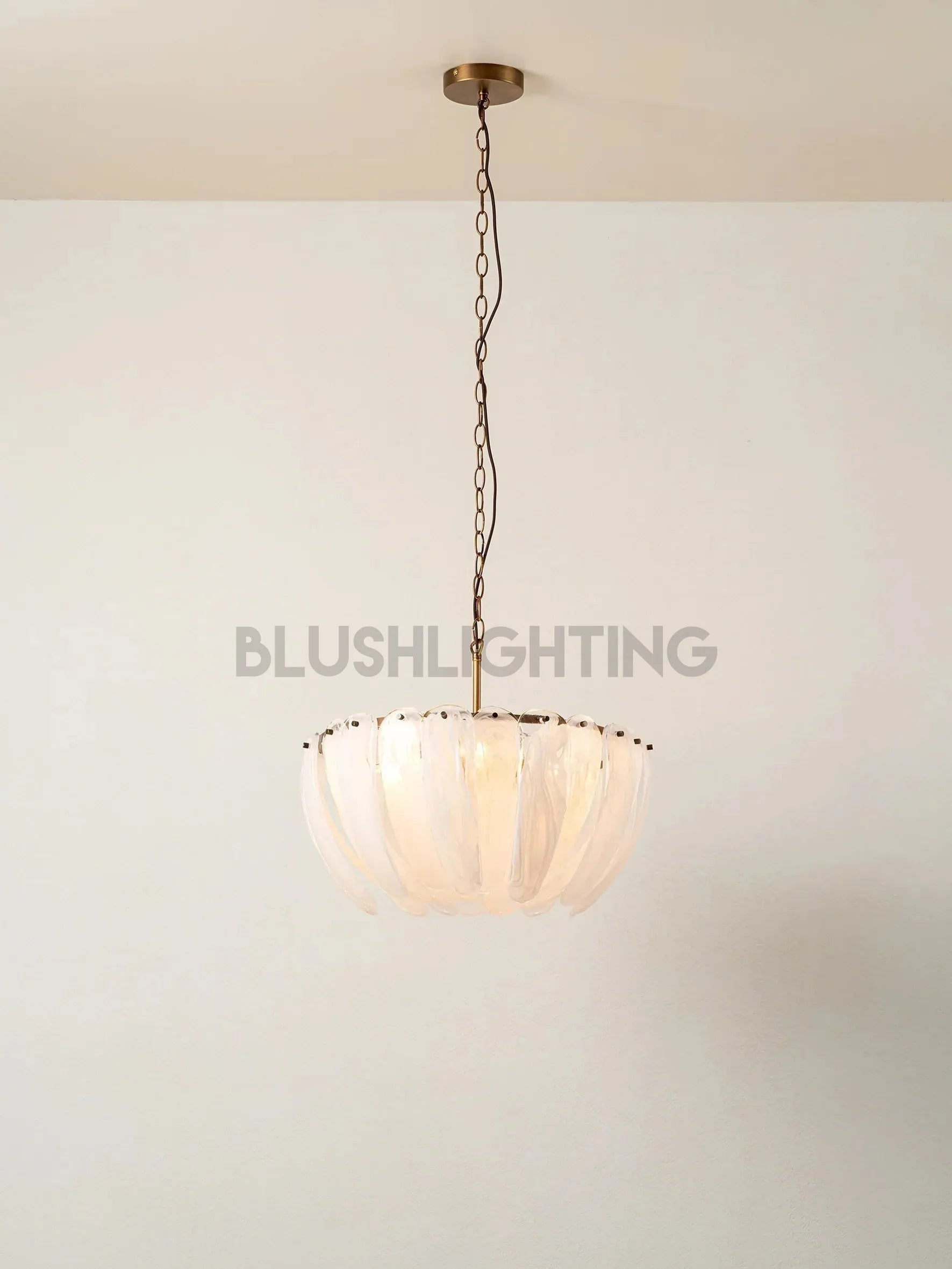 Astera - 4 light alabaster curved glass chandelier - Blushlighting