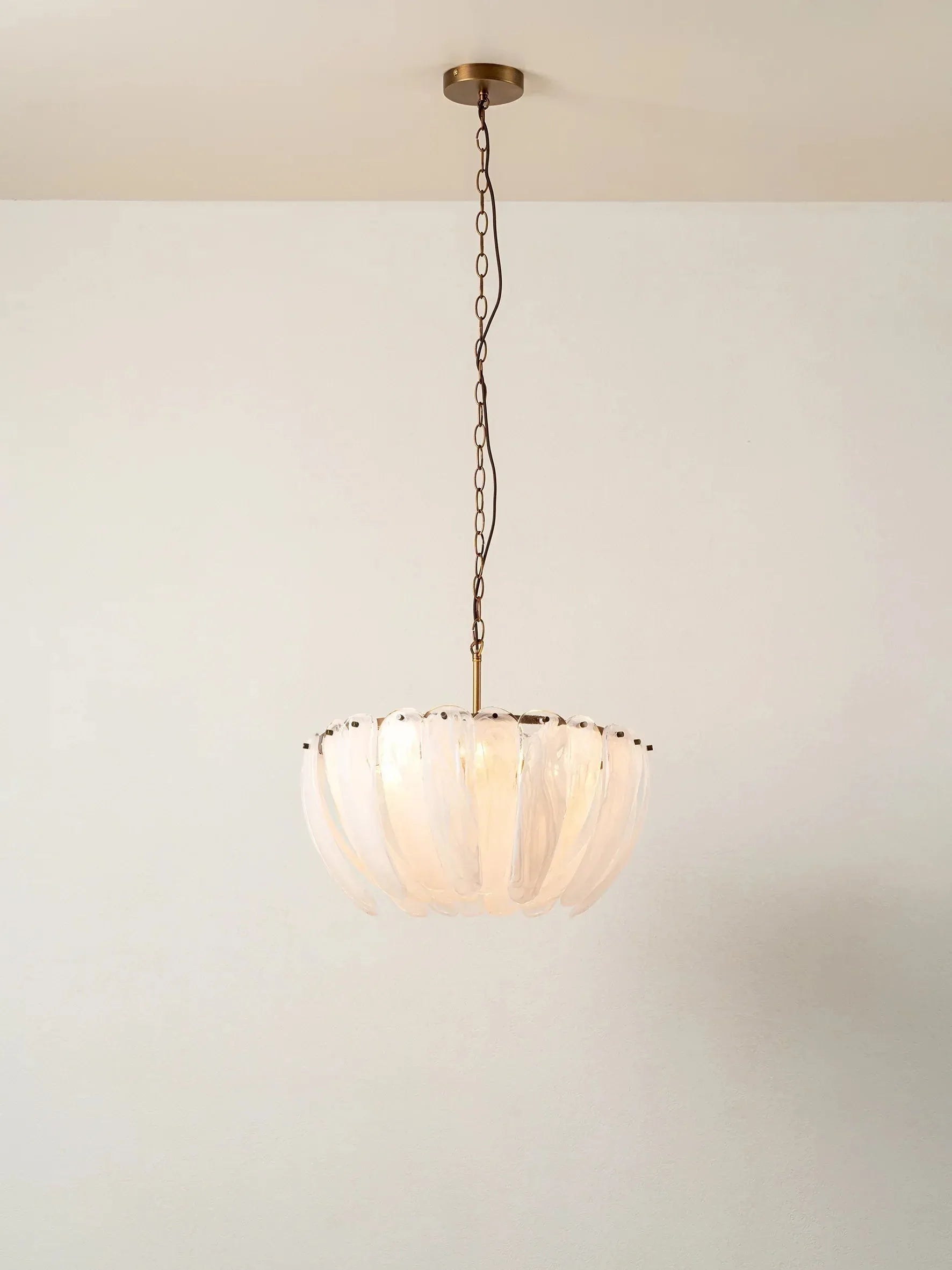 Astera - 4 light alabaster curved glass chandelier - Blushlighting