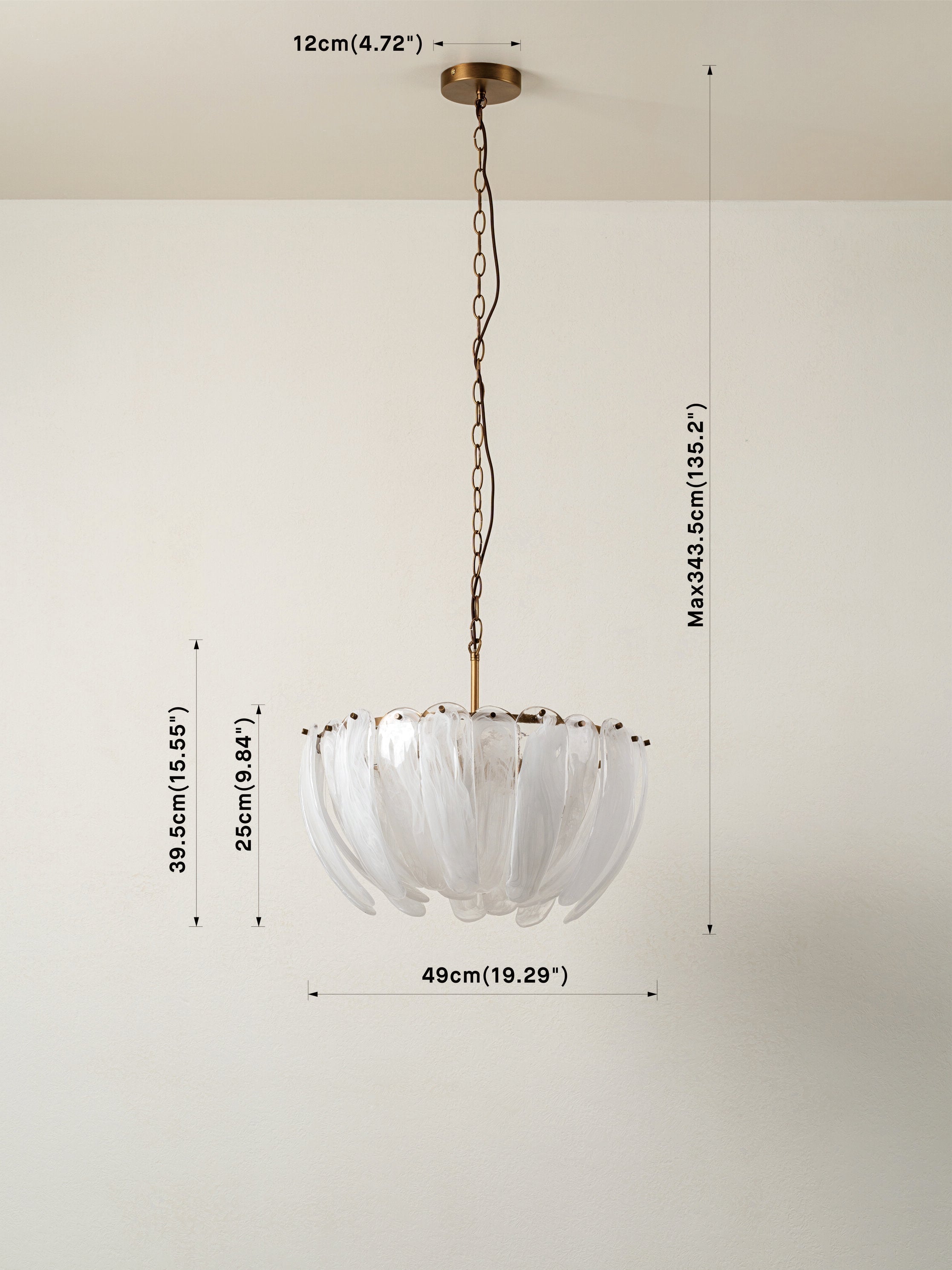 Astera - 4 light alabaster curved glass chandelier - Blushlighting