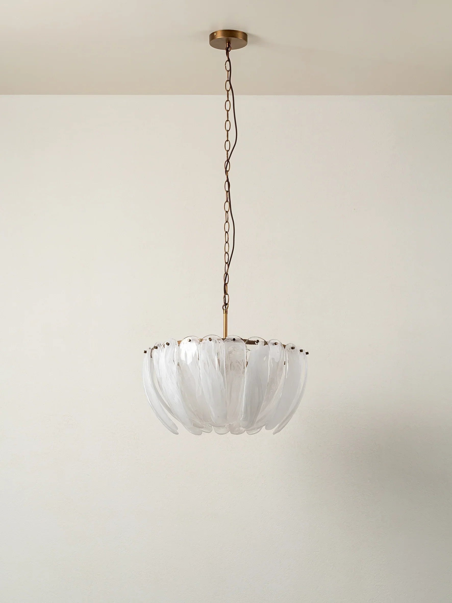 Astera - 4 light alabaster curved glass chandelier - Blushlighting