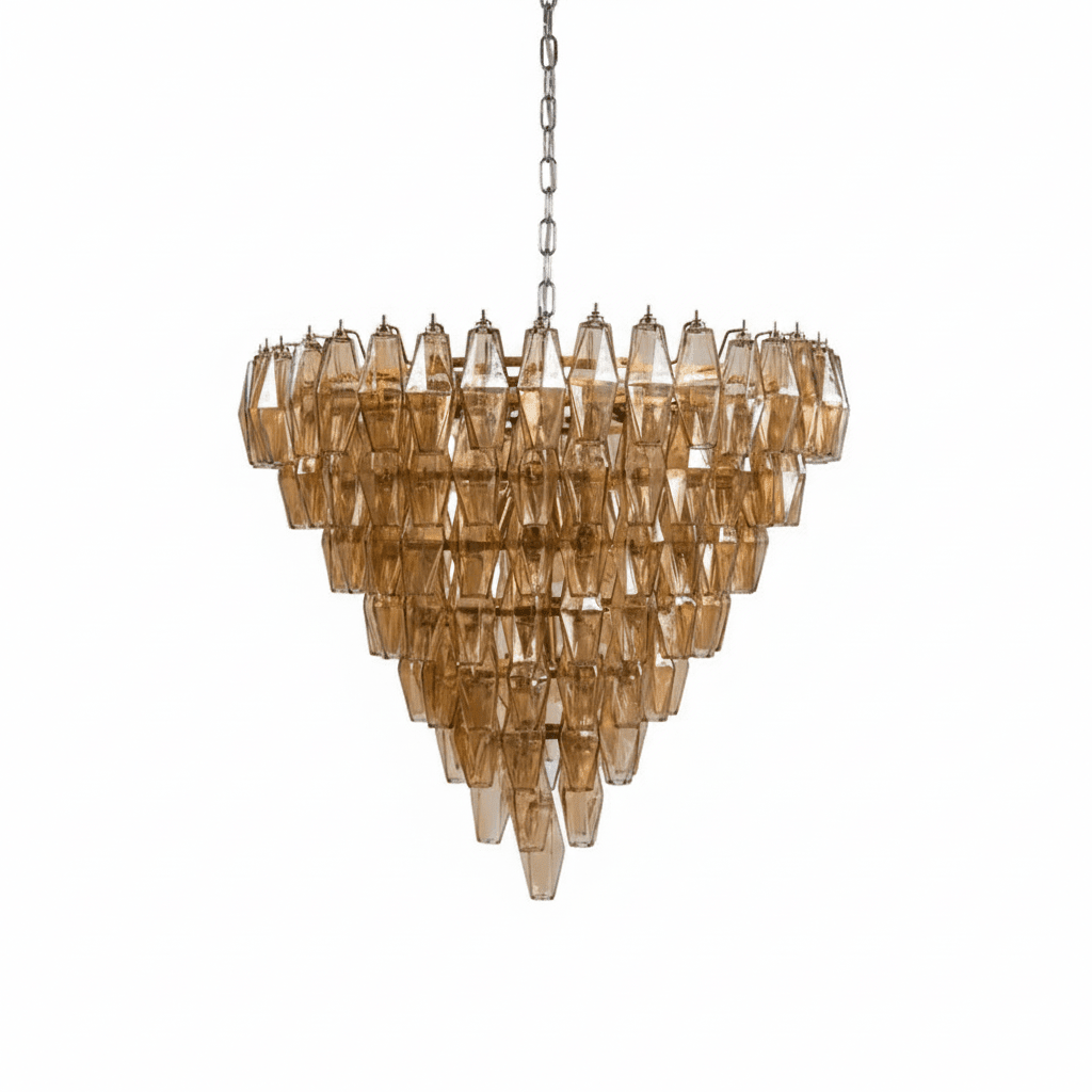 Asti Glass Chandelier - ∅ 31.9″ x H 29.5″Amber & NickelBlushlighting