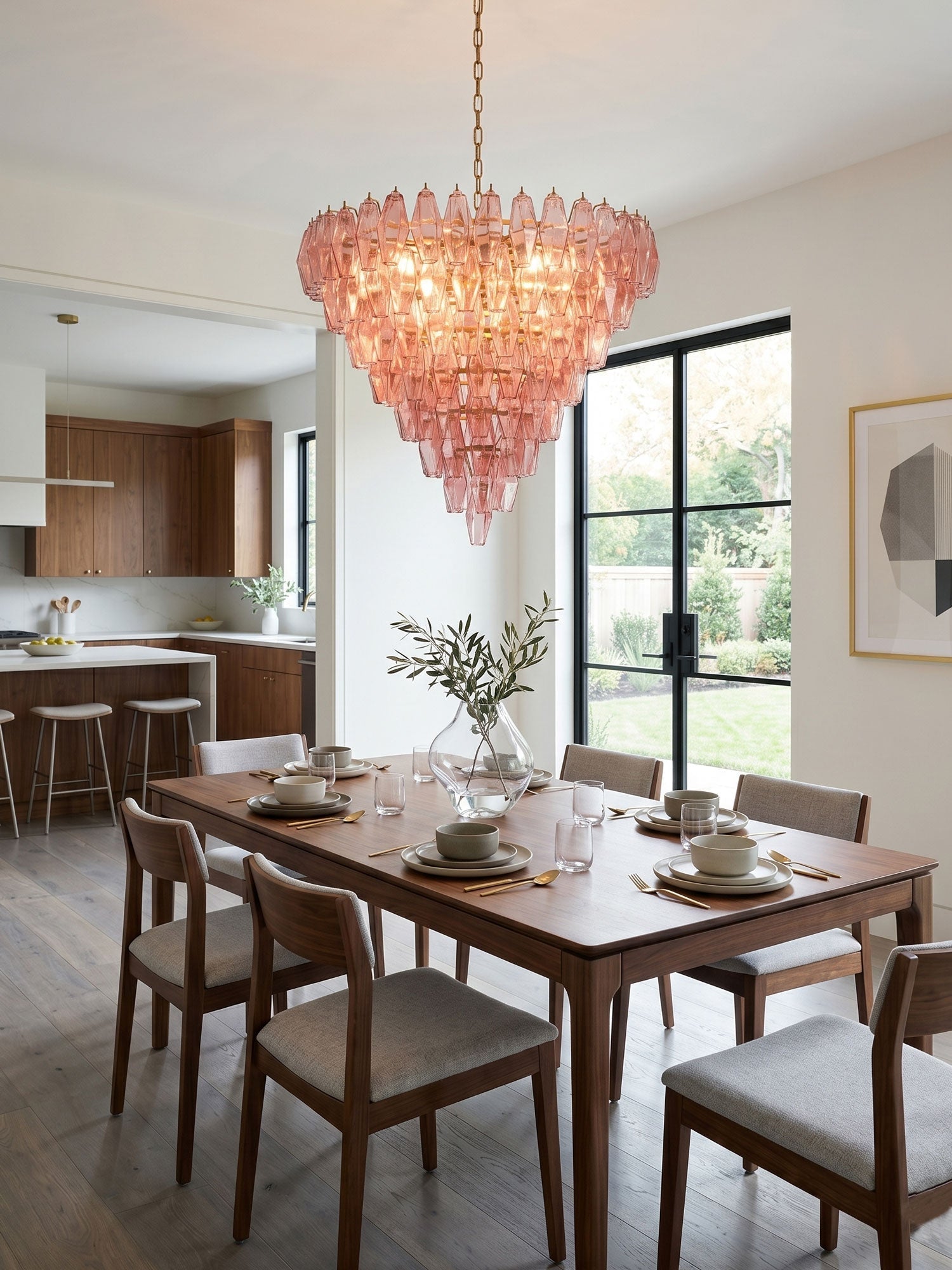 Asti Glass Chandelier - ∅ 31.9″ x H 29.5″Pink & GoldBlushlighting