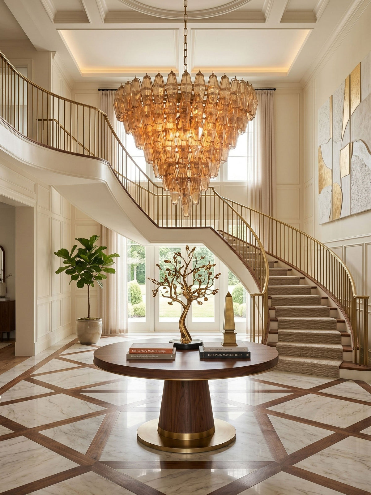 Asti Glass Chandelier - ∅ 31.9″ x H 29.5″Pink & GoldBlushlighting