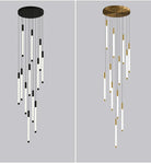 Modern Long Chandelier For Staircase Black/Gold/Silver Seus Lighting