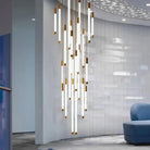 Modern Long Chandelier For Staircase Black/Gold/Silver Seus Lighting