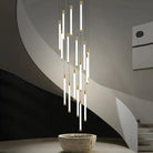 Atia Modern Long Chandelier For Staircase Black/Gold/Silver-Chandeliers-Blushlighting-Blushlighting