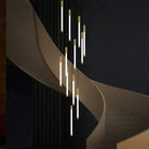 Atia Modern Long Chandelier For Staircase Black/Gold/Silver-Chandeliers-Blushlighting-Silver-12 Lights-Warm Light 3000K-Blushlighting