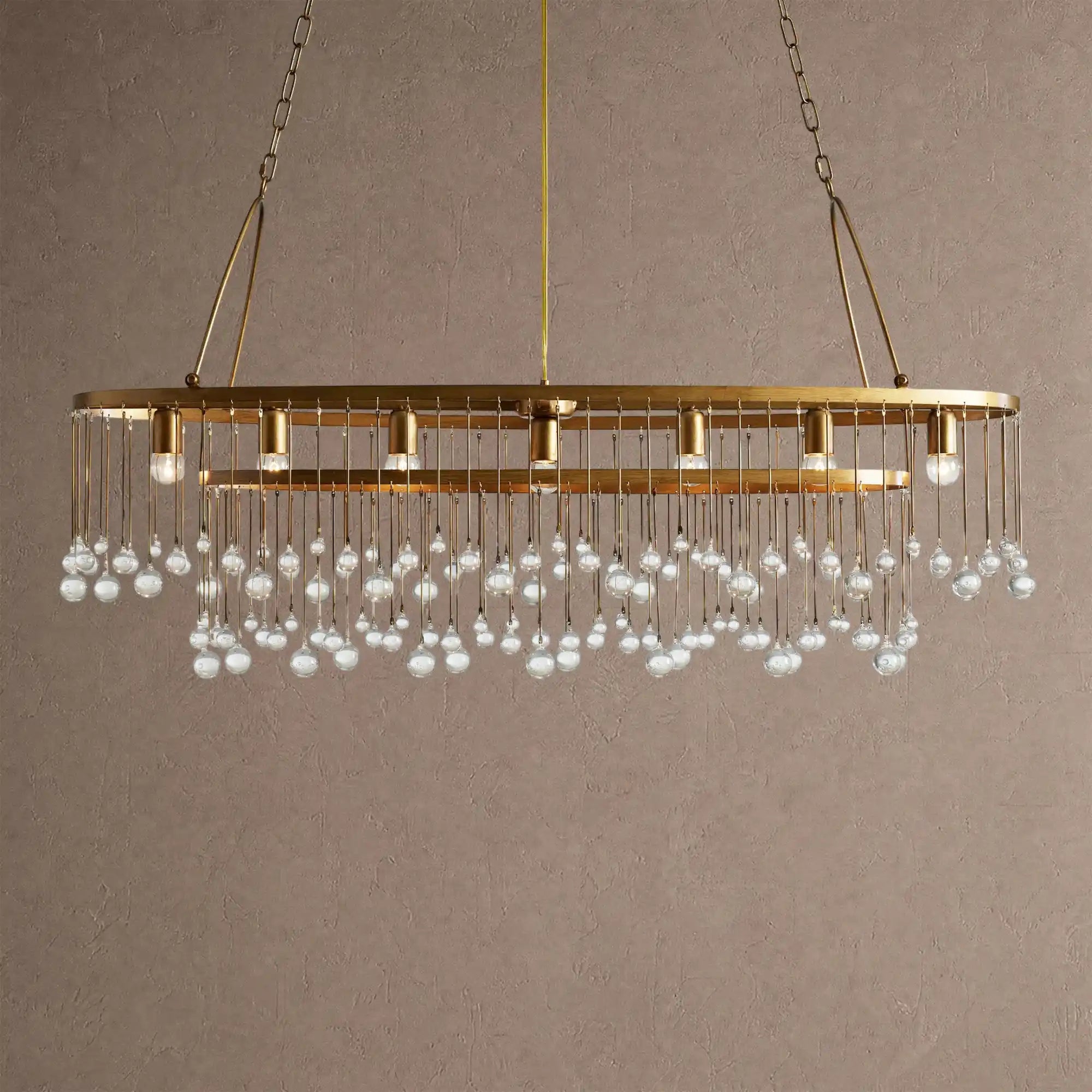 Aubrey 7 Light Oval Chandelier - BrassBlushlighting