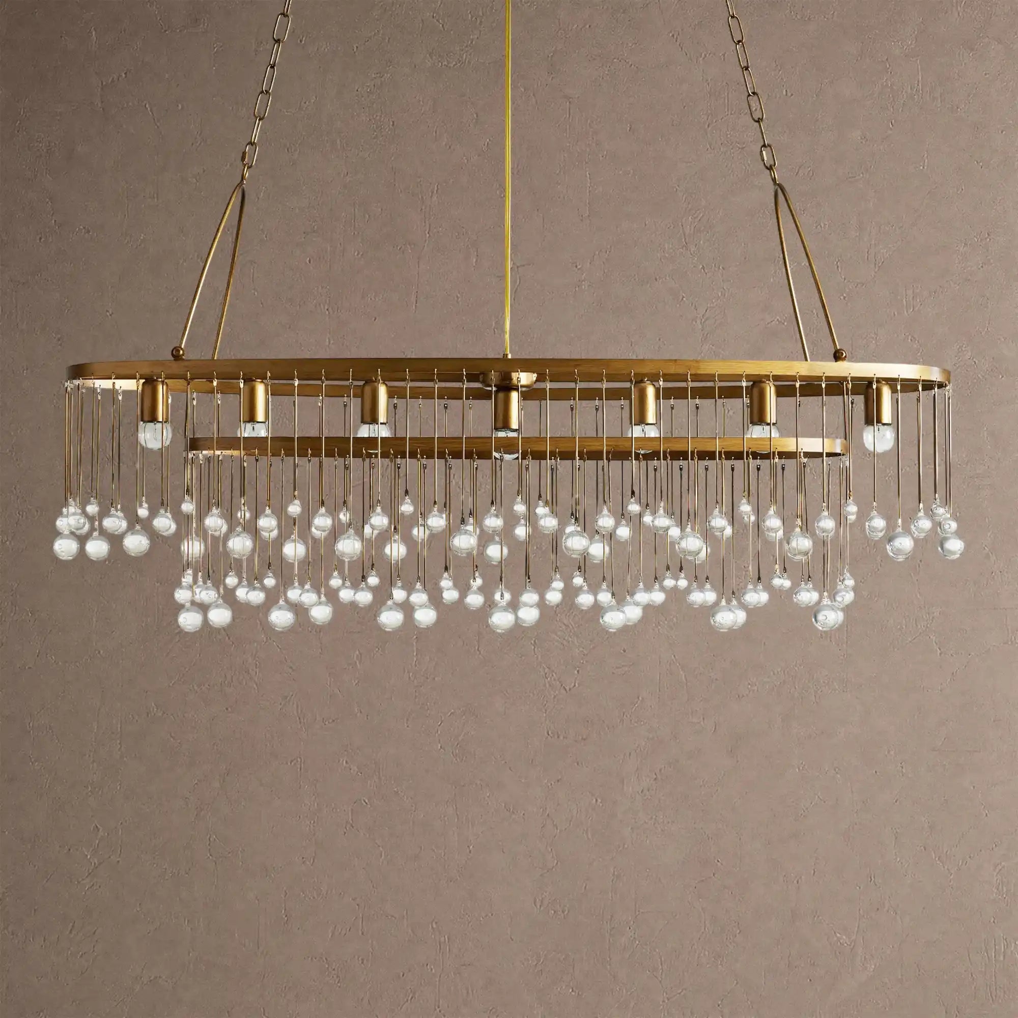 Aubrey 7 Light Oval Chandelier - BrassBlushlighting