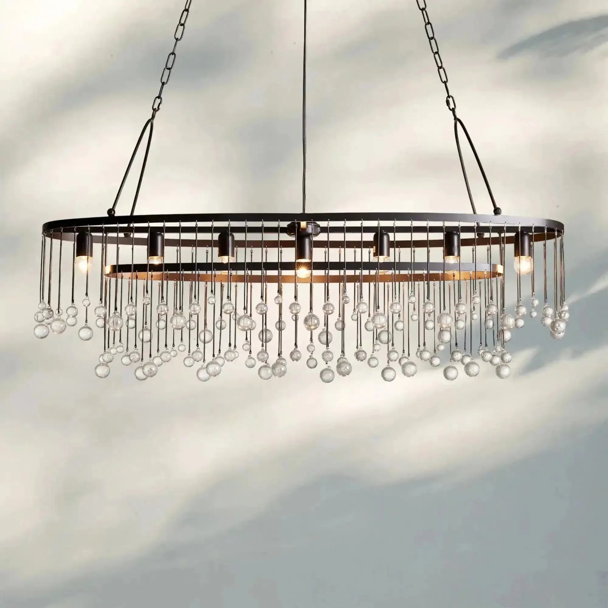 Aubrey 7 Light Oval Chandelier - BrassBlushlighting