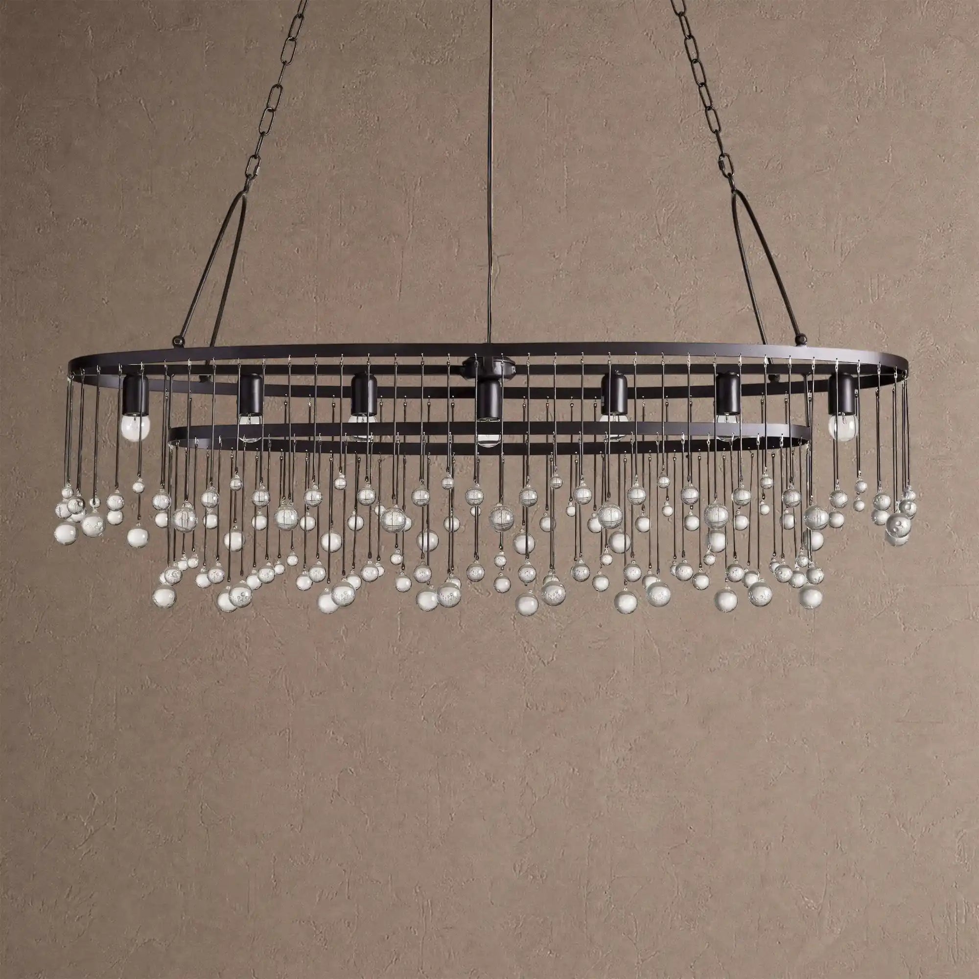 Aubrey 7 Light Oval Chandelier - BlackBlushlighting