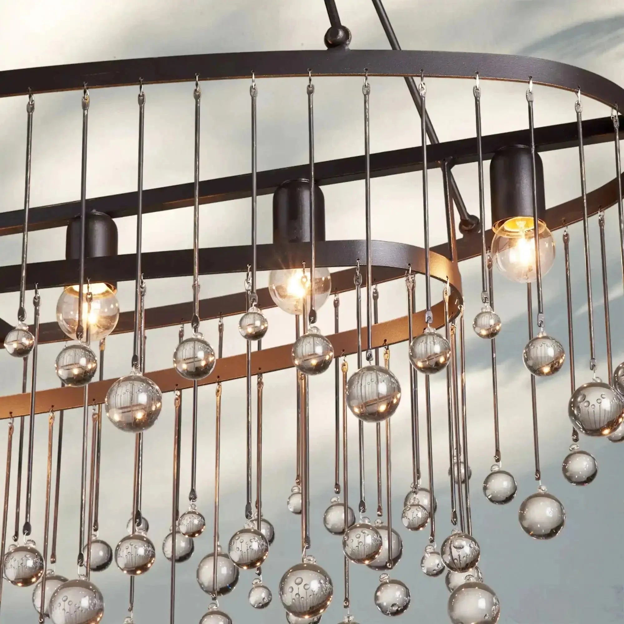 Aubrey 7 Light Oval Chandelier - BrassBlushlighting