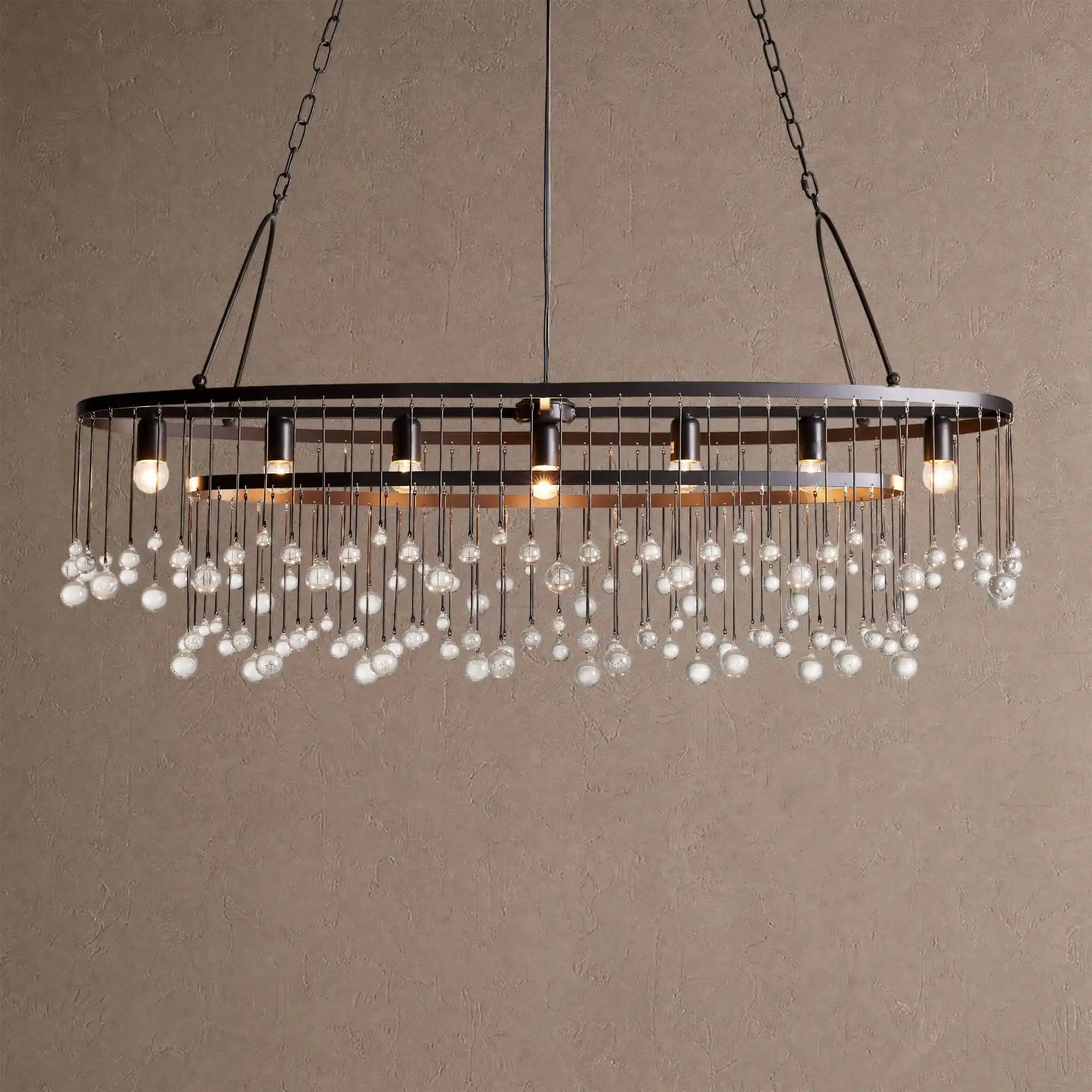 Aubrey 7 Light Oval Chandelier - BlackBlushlighting