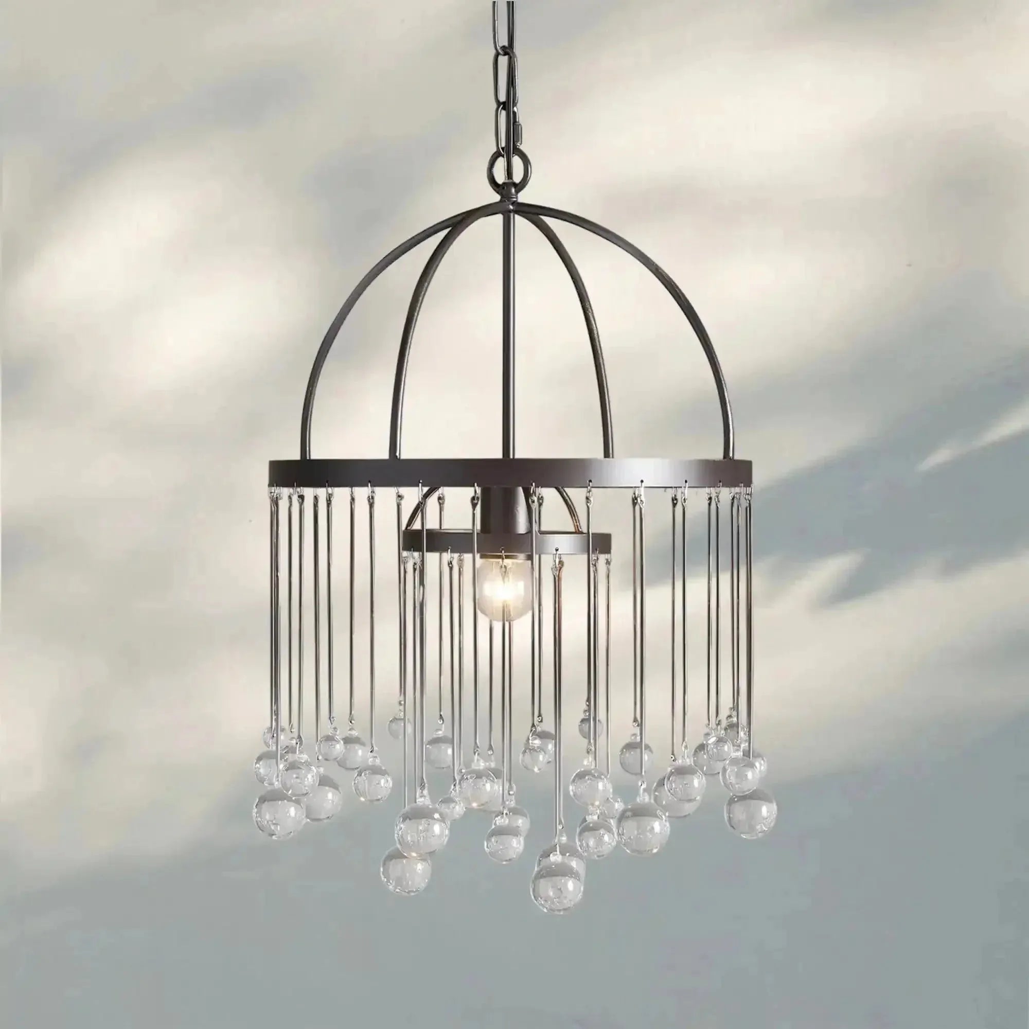 Aubrey Modern Crystal Ball Pendant Lamp - SilverBlushlighting