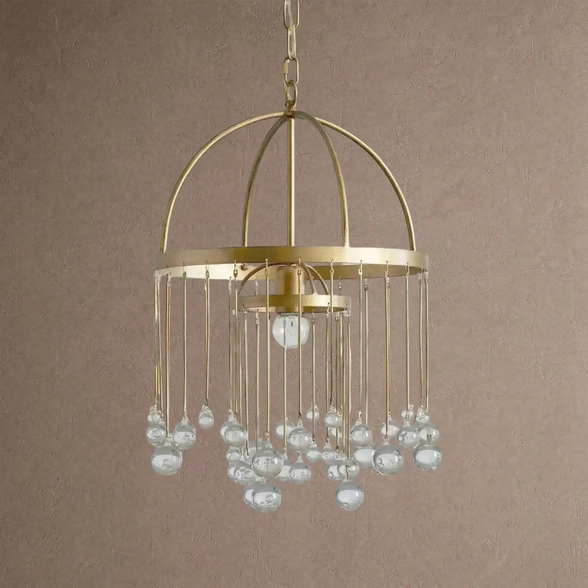 Aubrey Modern Crystal Ball Pendant Lamp - BrassBlushlighting