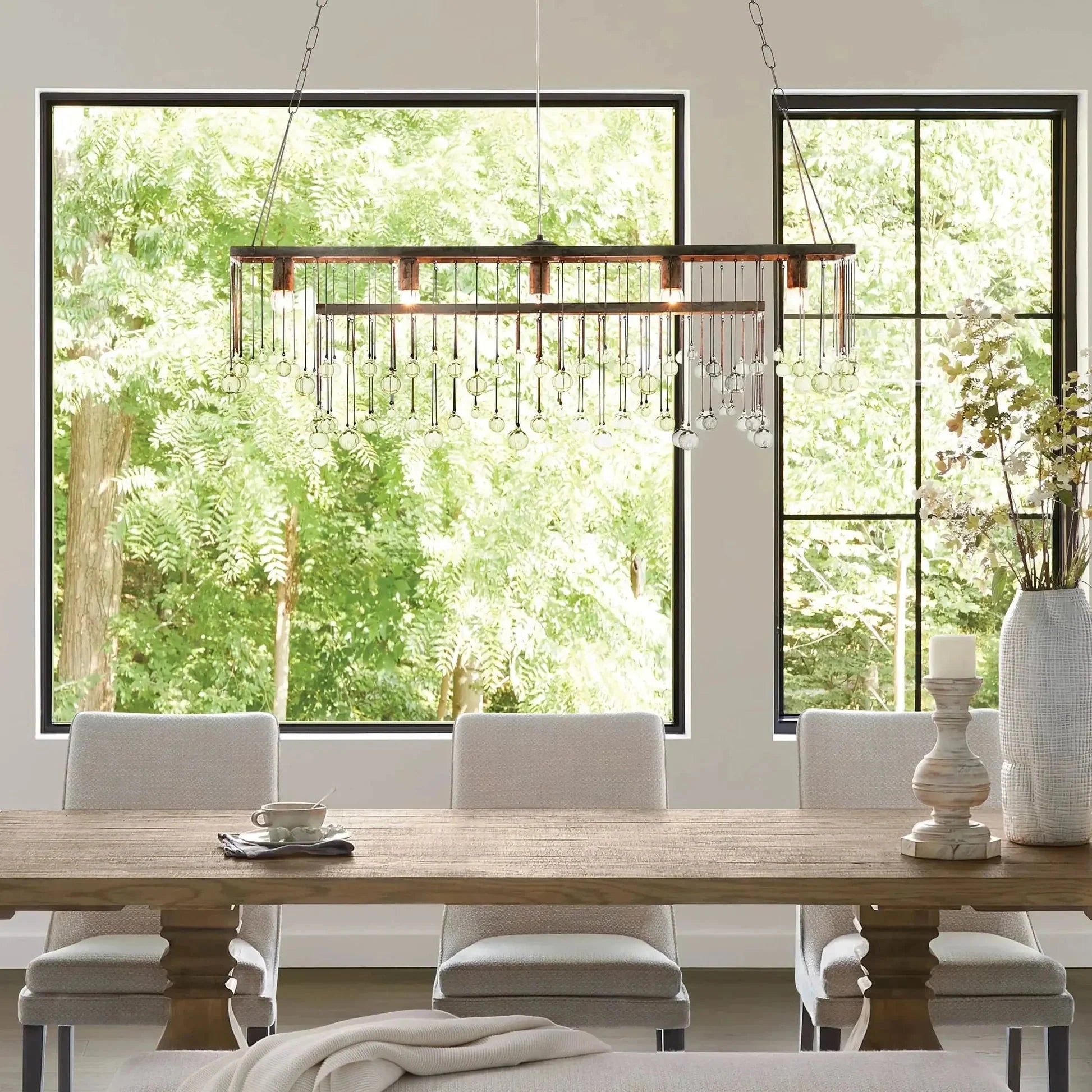 Aubrey Rectangular Chandelier 47''60'' - Blushlighting