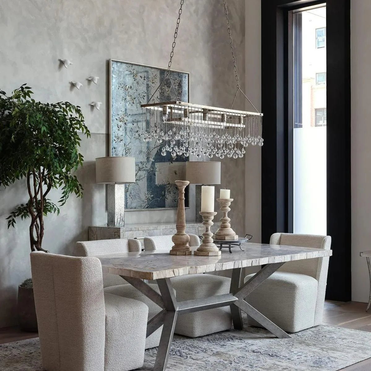 Aubrey Rectangular Chandelier 47''60'' - Blushlighting